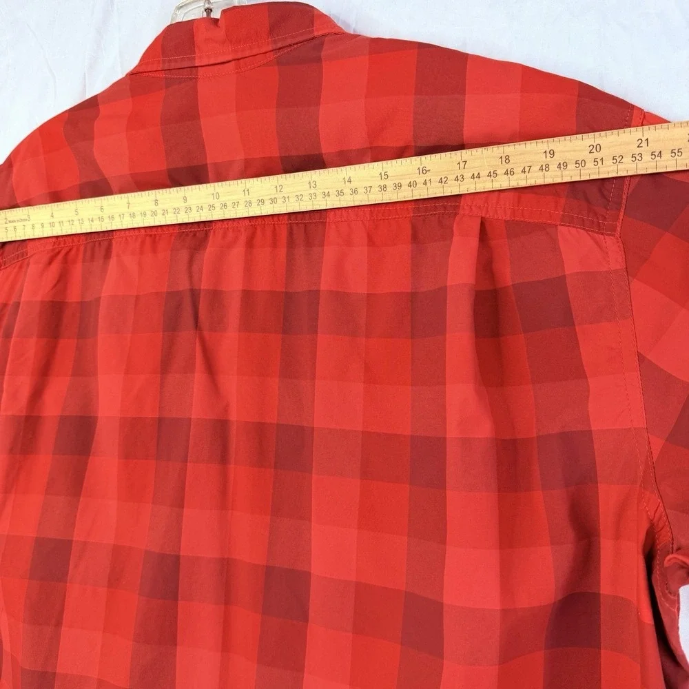 The North Face Mens Plaid Short‎ Sleeve Button Down Monanock Shirt Red XXL